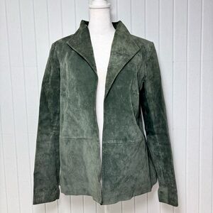 Margaret Godfrey Bloomingdale's Elegant Vintage Green Leather‎ Suede Blazer 4